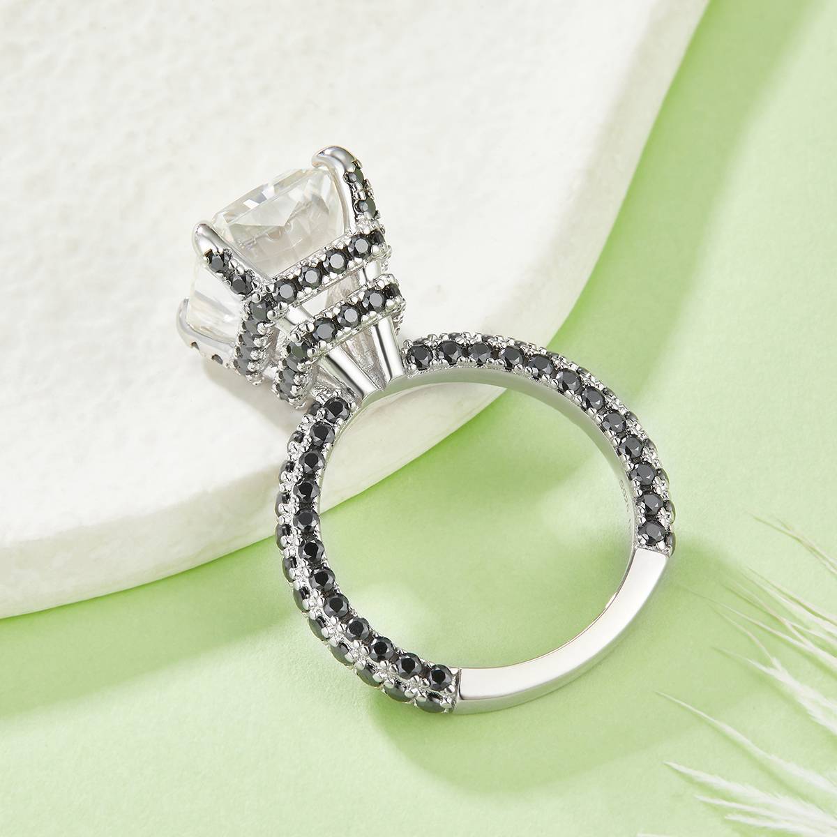 R231103019款S925银镀18K白金雷迪恩MoissaniteWomen's Ring10*12mmmm/8.0ct
