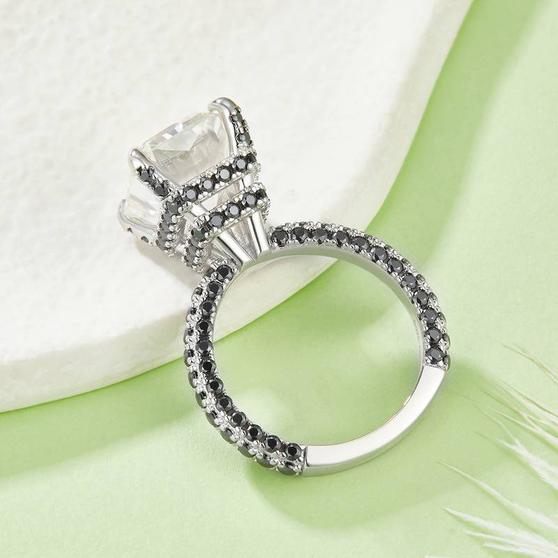 R231103019款S925银镀18K白金雷迪恩莫桑钻女戒10*12mm/8.0CT