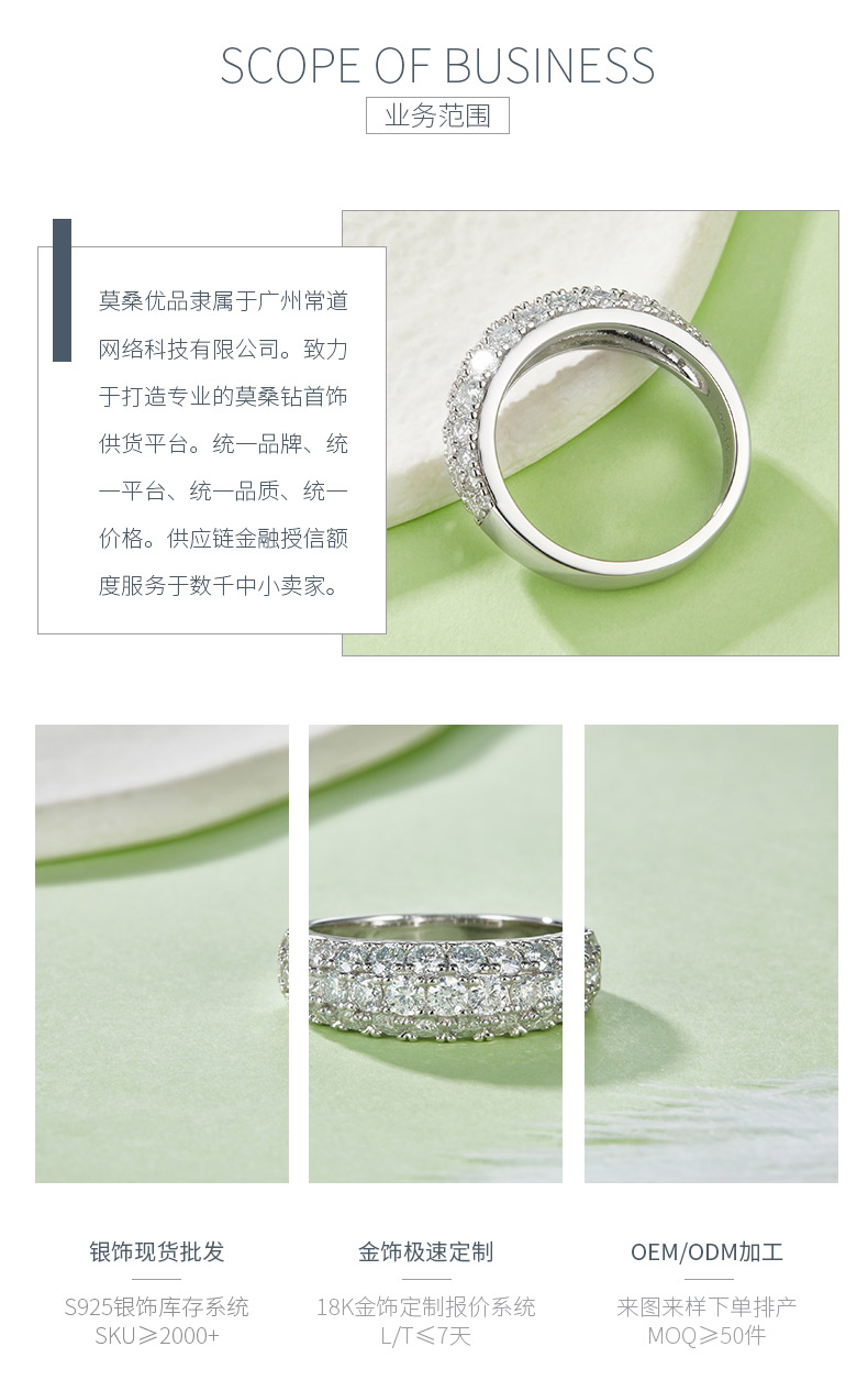 R240228002款S925银镀18K白金莫桑钻厘石女戒1.92ct - 3
