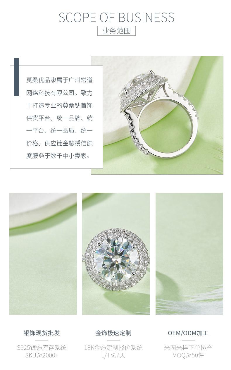 R240302026款S925银镀18K白金圆形莫桑钻女戒主石13.0mm/8.0CT - 3