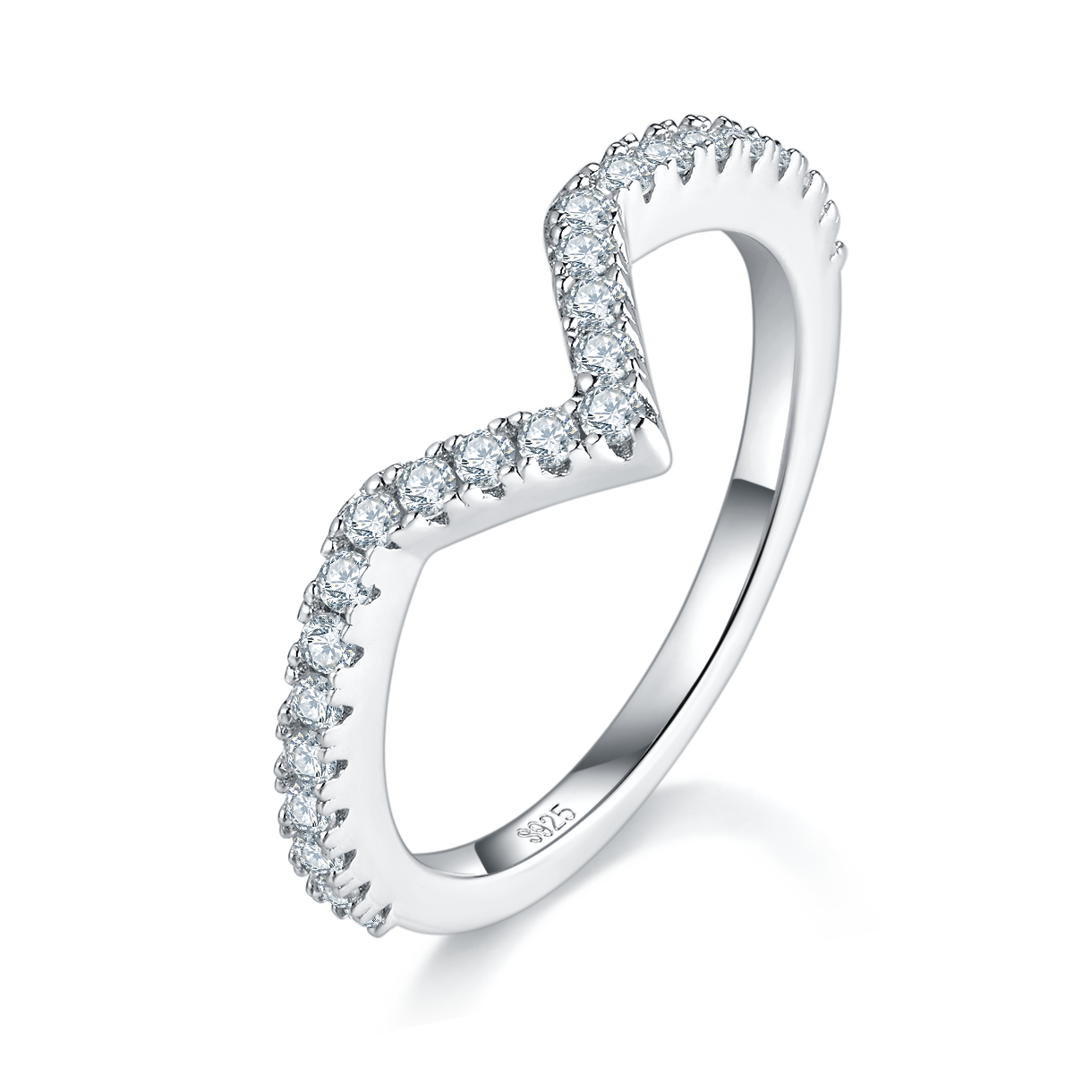 R240305003款S925银镀18K白金公主方套戒莫桑钻女戒5.5mm/1.0CT