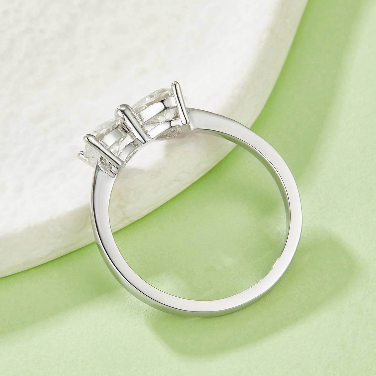 R240311007款S925银镀18K白金心形MoissaniteWomen's Ring主石5.0mm/1.0ct