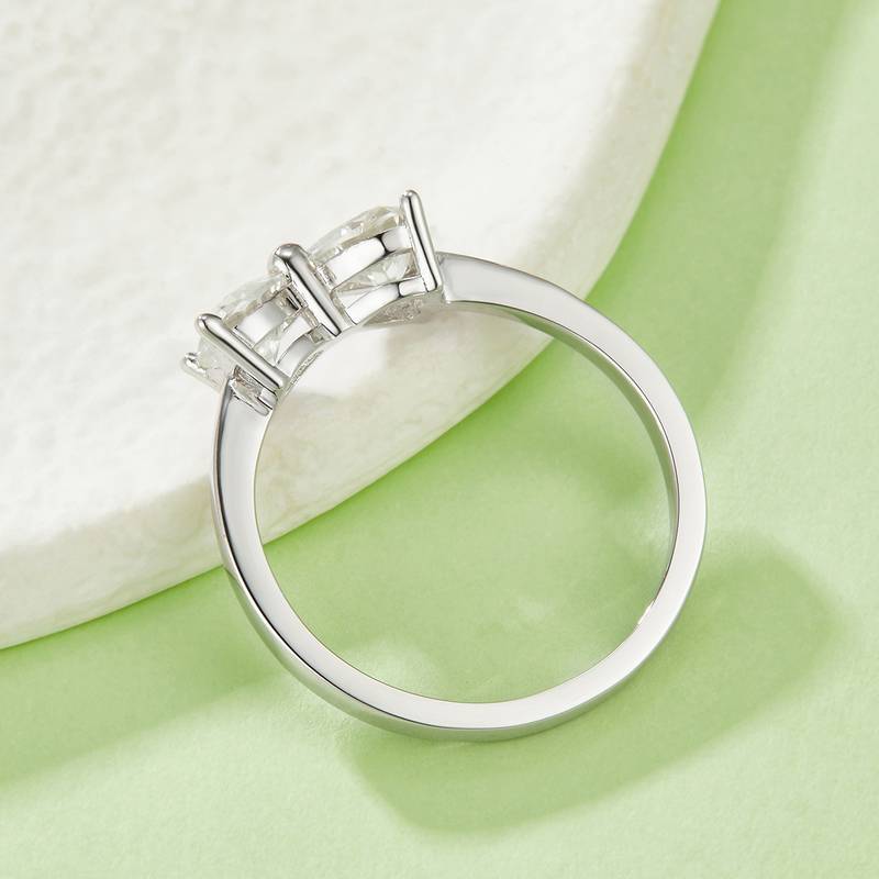 R240311007款S925银镀18K白金心形莫桑钻女戒主石5.0mm/1.0CT