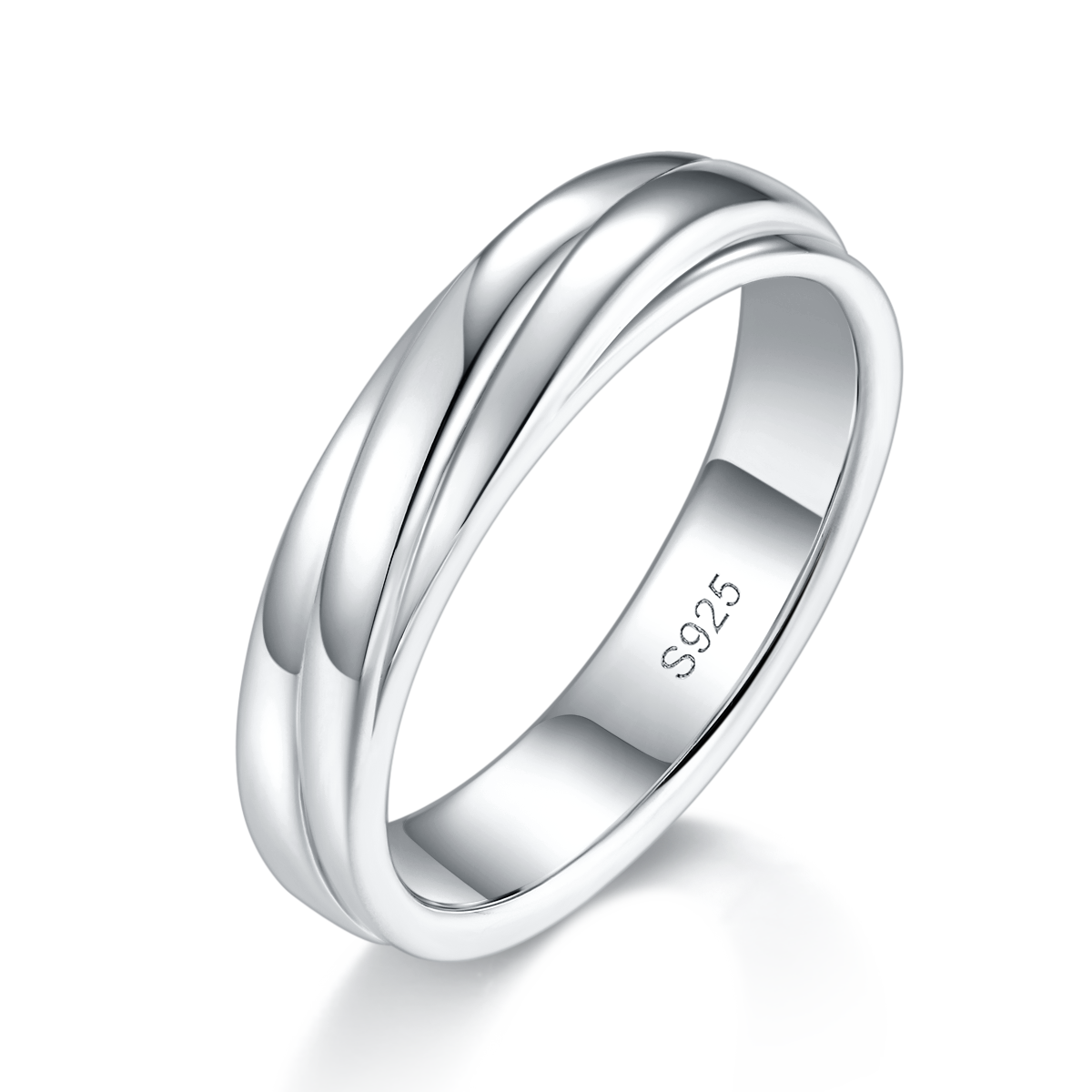 S925 Silver Plated Platinum Couple's Ring Customized Selection, Accessory Stone Moissanite Diamond 0.2ct