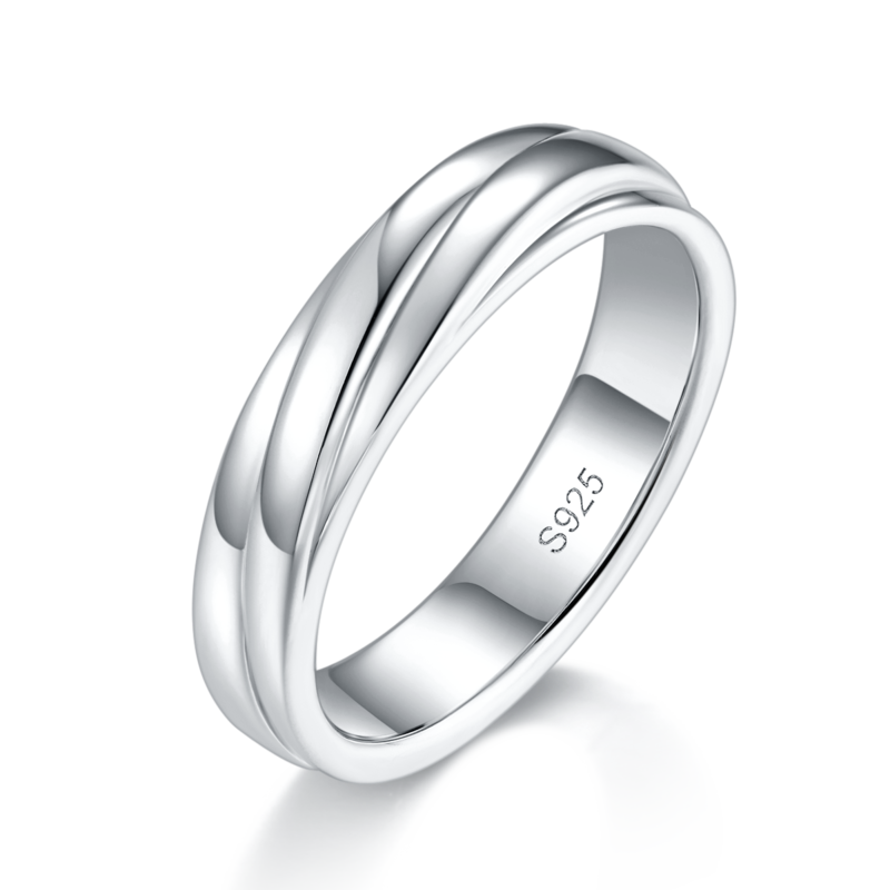 S925 Silver Plated Platinum Couple's Ring Customized Selection, Accessory Stone Moissanite Diamond 0.2ct
