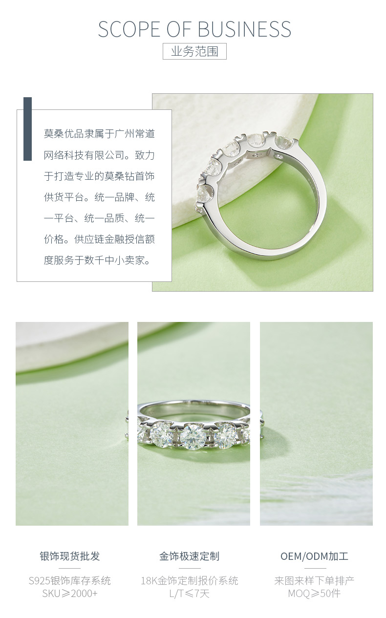 R240311027款S925银镀18K白金莫桑钻厘石女戒4.0mm/1.5ct - 3