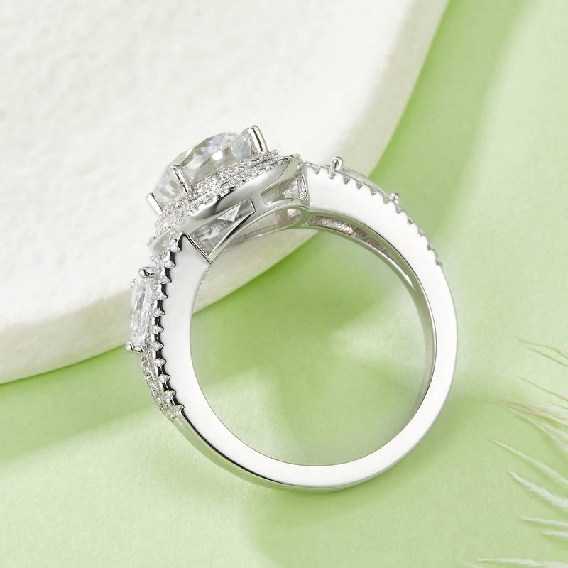 R240321015款S925银镀18K白金蛋形MoissaniteWomen's Ring8*10mmmm/3.0ct