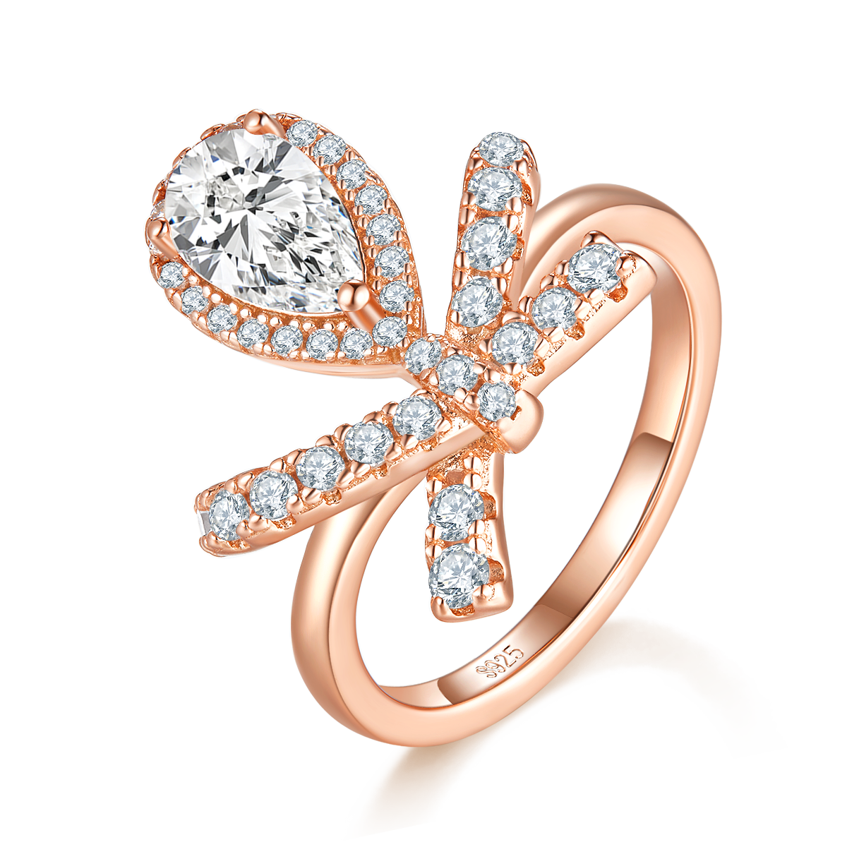 R221126024款S925银镀18K金梨形MoissaniteWomen's Ring8*5mmmm/1.0ct