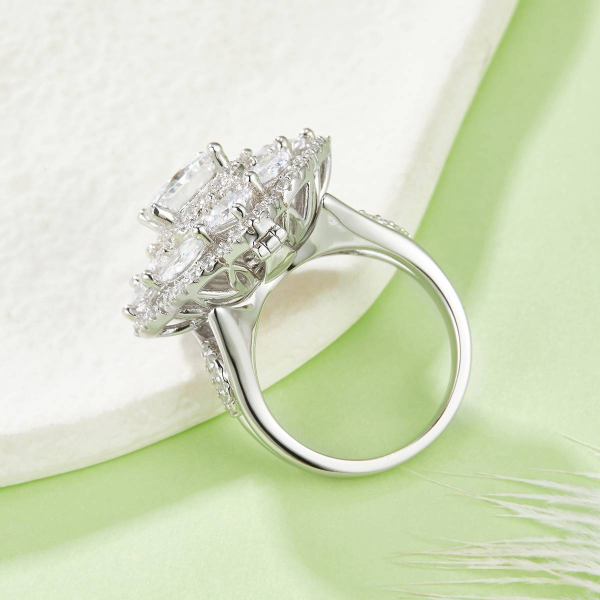 R230320044款S925银镀18K白金公主方Moissanite2.0ctWomen's Ring/Pendant两用款