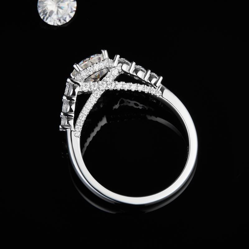单头S925银镀白金Women's Ring定制选款主石Moissanite1.0ct/副石高碳钻