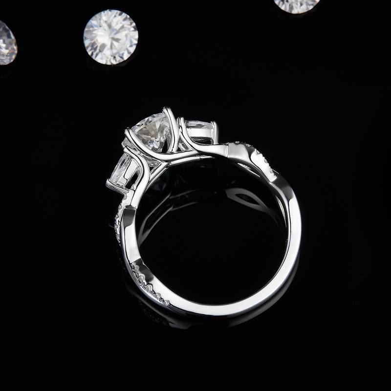 单头S925银镀白金Women's Ring定制选款主石Moissanite1.0ct/副石高碳钻