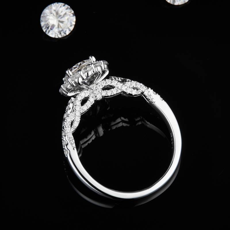 单头S925银镀白金Women's Ring定制选款主石Moissanite1.0ct/副石高碳钻