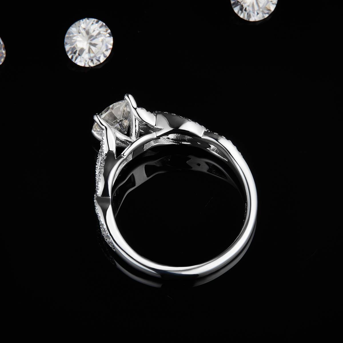 Single Head Women's Ring S925 Silver Plated Platinum Customized Selection Main Stone Moissanite Diamond 1.0ct/Secondary Stone High Carbon Diamond