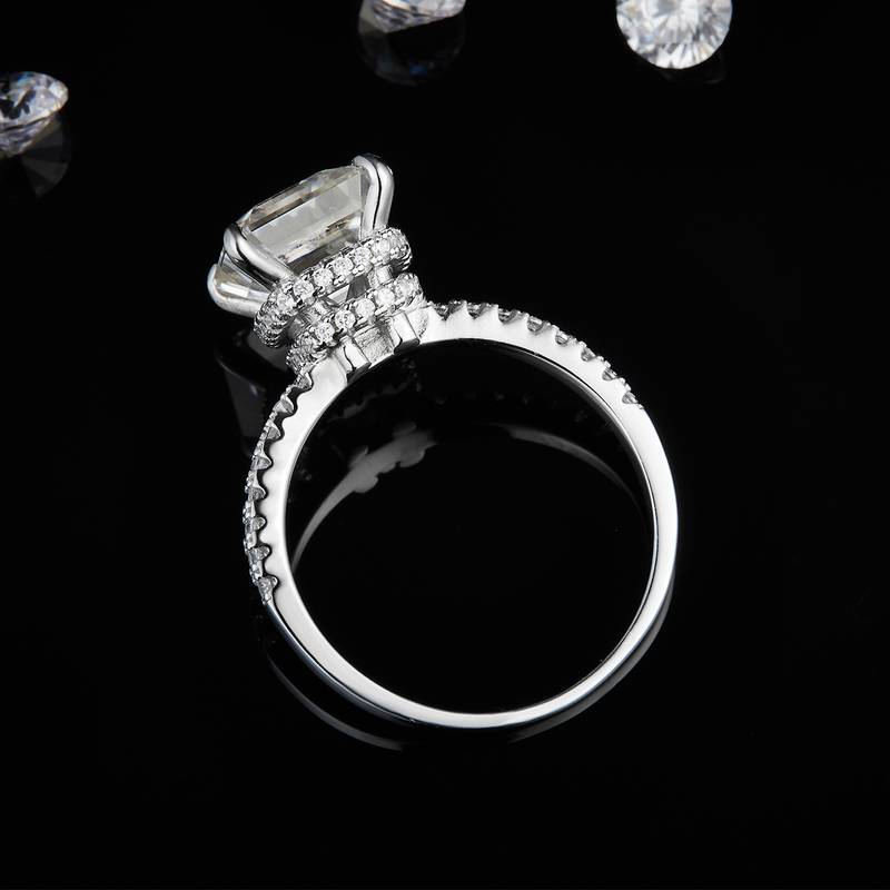 阿斯切Women's RingS925银镀白金定制选款主石Moissanite3.5ct/副石高碳钻