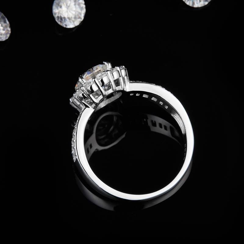 蛋形Women's RingS925银镀白金定制选款主石Moissanite2.0ct/副石高碳钻