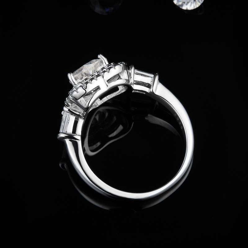 心形Women's RingS925银镀白金定制选款主石Moissanite1.0ct/副石高碳钻