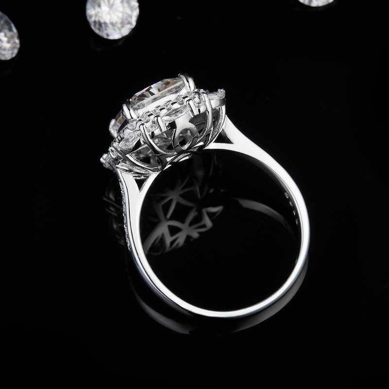 雷迪恩Women's RingS925银镀白金定制选款主石Moissanite4.0ct/副石高碳钻