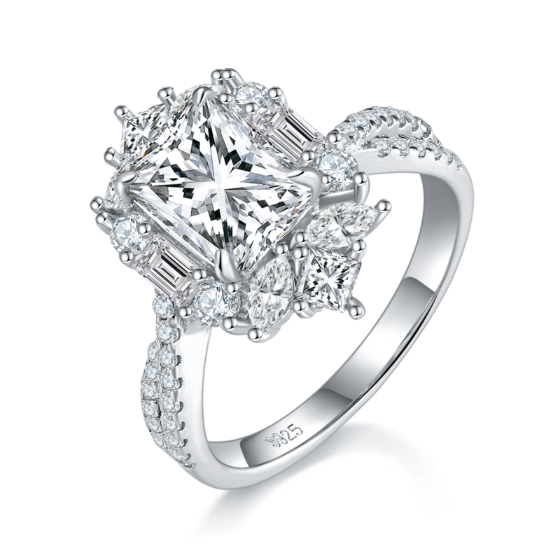 雷迪恩S925银镀白金定制选款主石Moissanite2.0ct/副石高碳钻