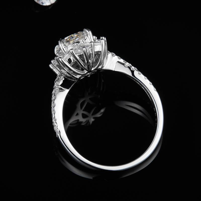 雷迪恩S925银镀白金定制选款主石Moissanite2.0ct/副石高碳钻