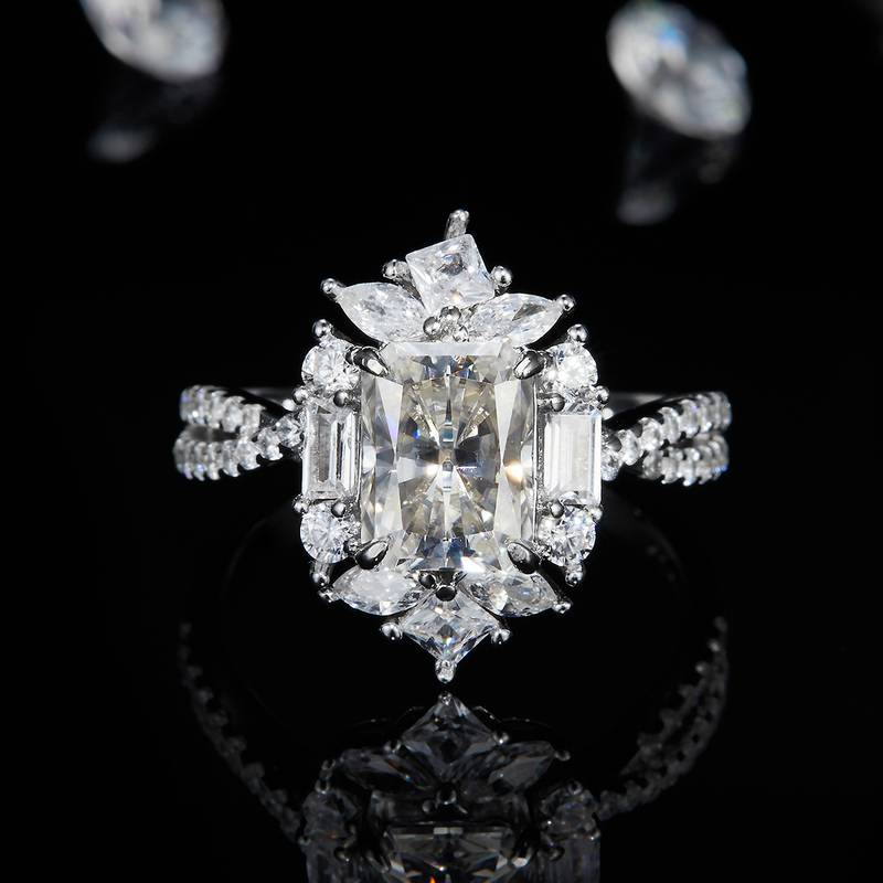 雷迪恩S925银镀白金定制选款主石Moissanite2.0ct/副石高碳钻