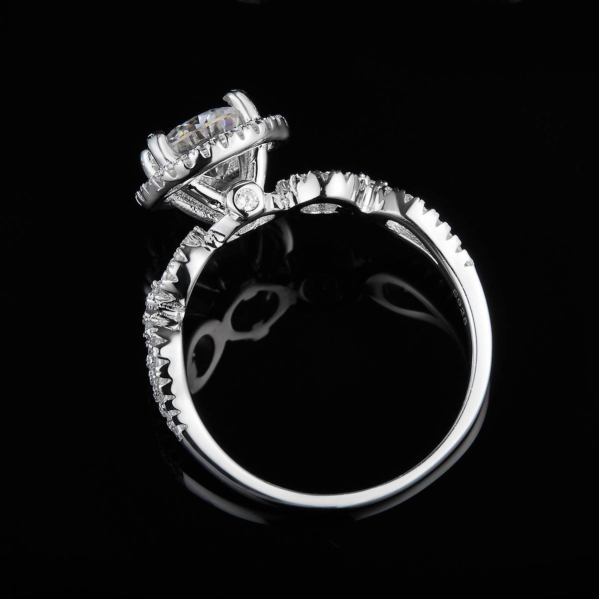 Single Head Women's Ring S925 Silver Plated Platinum Customized Selection Main Stone Moissanite Diamond 1.0ct/Secondary Stone High Carbon Diamond