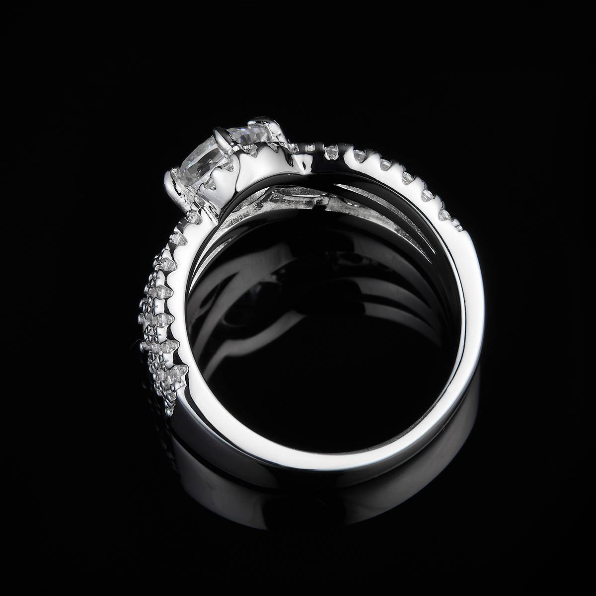 Luxury Full Diamond Women's Ring S925 Silver Plated Platinum Customized Selection Main Stone Moissanite 1.0ct/Secondary Stone High Carbon Diamond