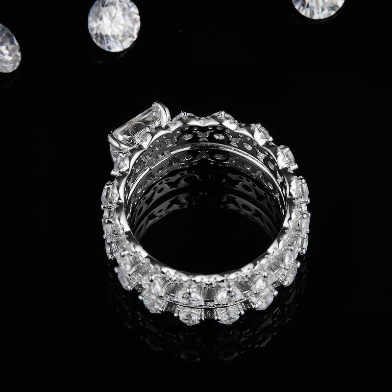 豪华满钻Women's RingS925银镀白金定制选款主石Moissanite1.0ct/副石高碳钻