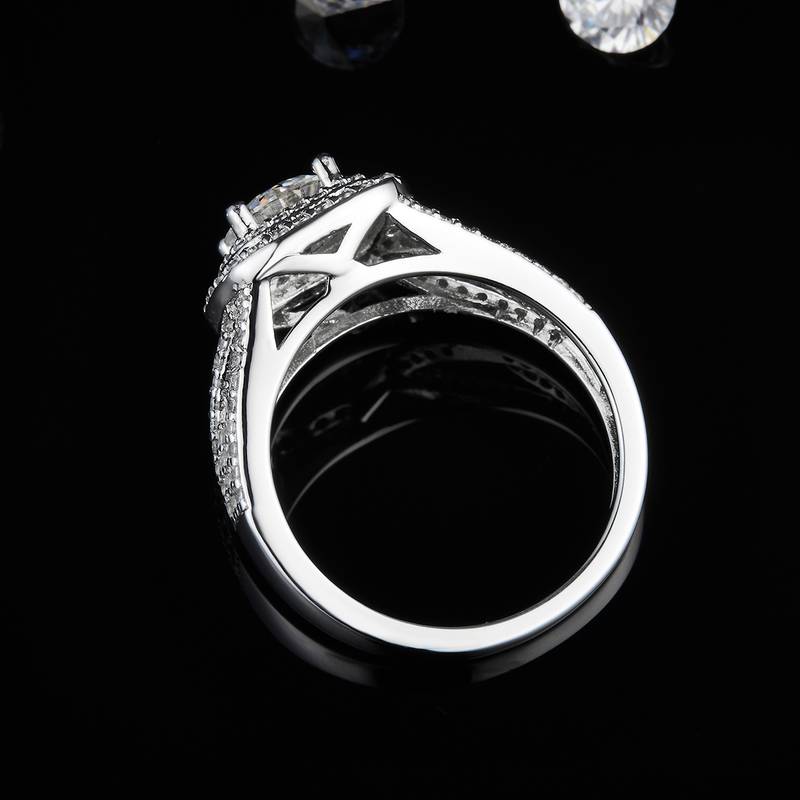 豪华方包Women's RingS925银镀白金定制选款主石Moissanite1.0ct/副石高碳钻