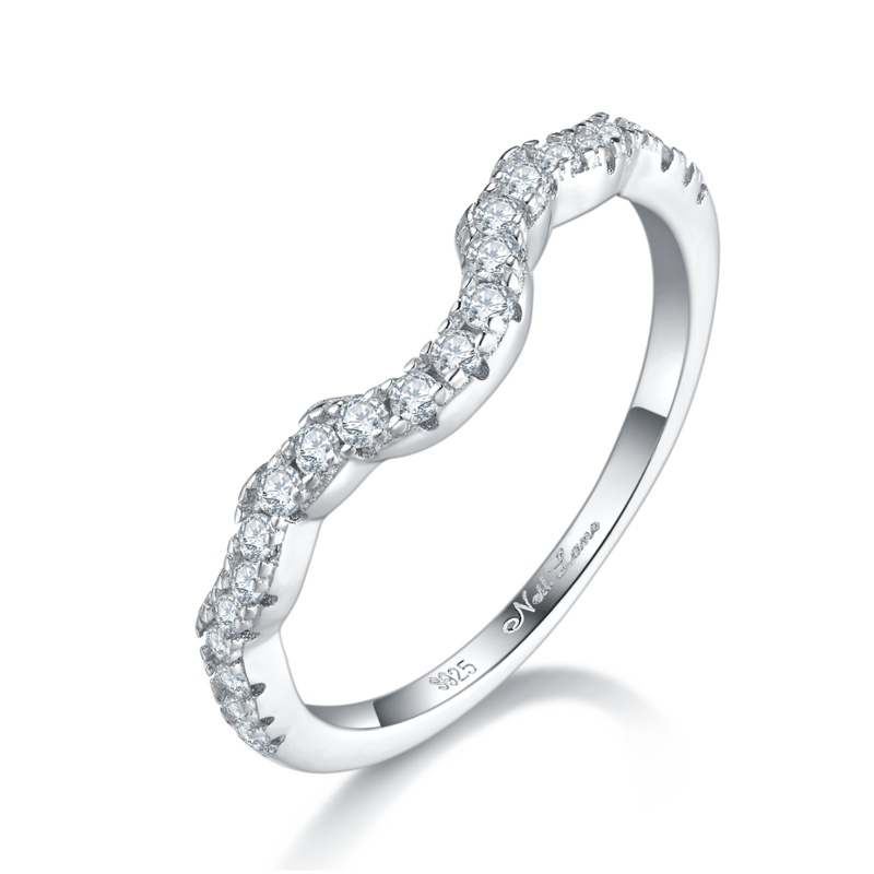S925银镀白金主副套戒叠戴Women's Ring定制选款主石Moissanite2.5ct/副石高碳钻