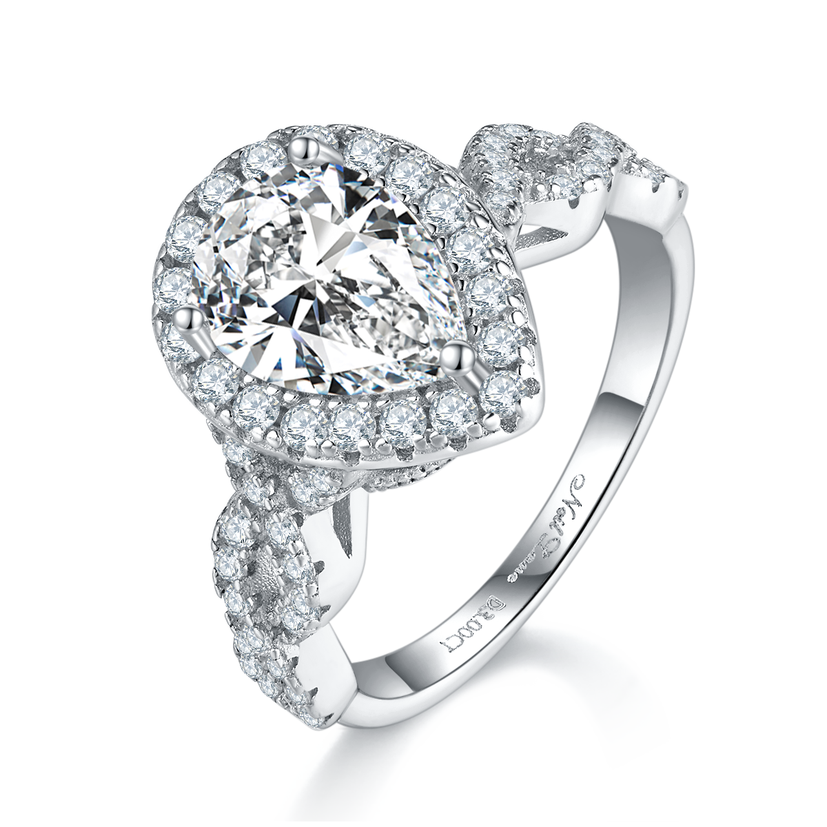 S925 Silver Plated Platinum Primary and Secondary Set Ring Stacked Women's Ring Customized Selection Main Stone Moissanite Diamond 2.5ct/Secondary Stone High Carbon Diamond