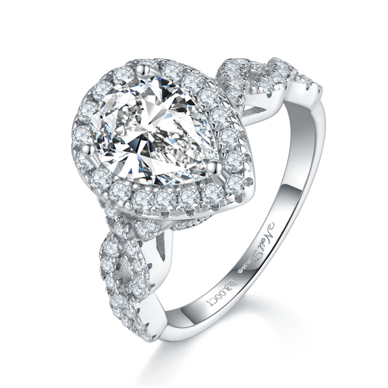 S925银镀白金主副套戒叠戴Women's Ring定制选款主石Moissanite2.5ct/副石高碳钻