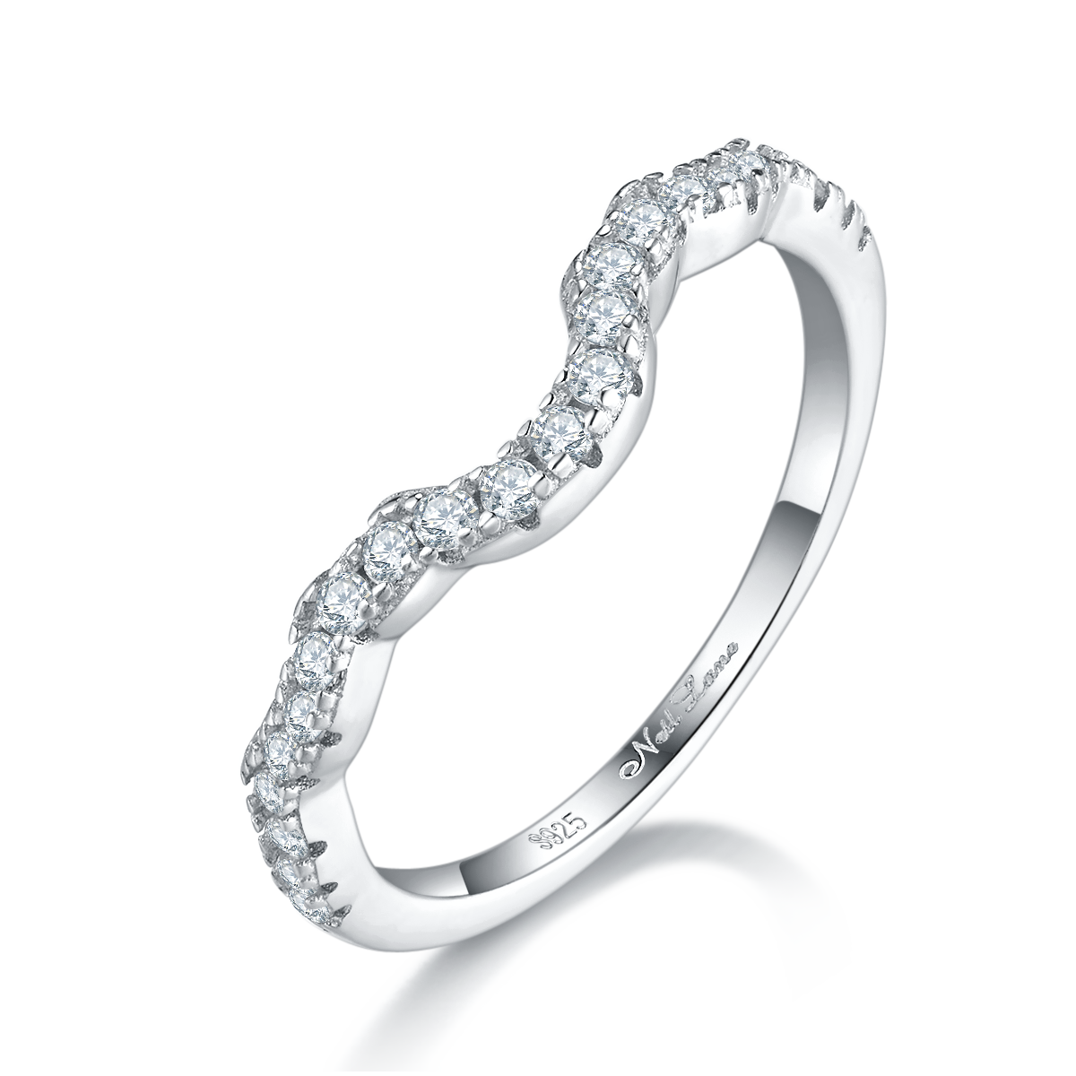 S925 Silver Plated Platinum Primary and Secondary Set Ring Stacked Women's Ring Customized Selection Main Stone Moissanite Diamond 2.5ct/Secondary Stone High Carbon Diamond