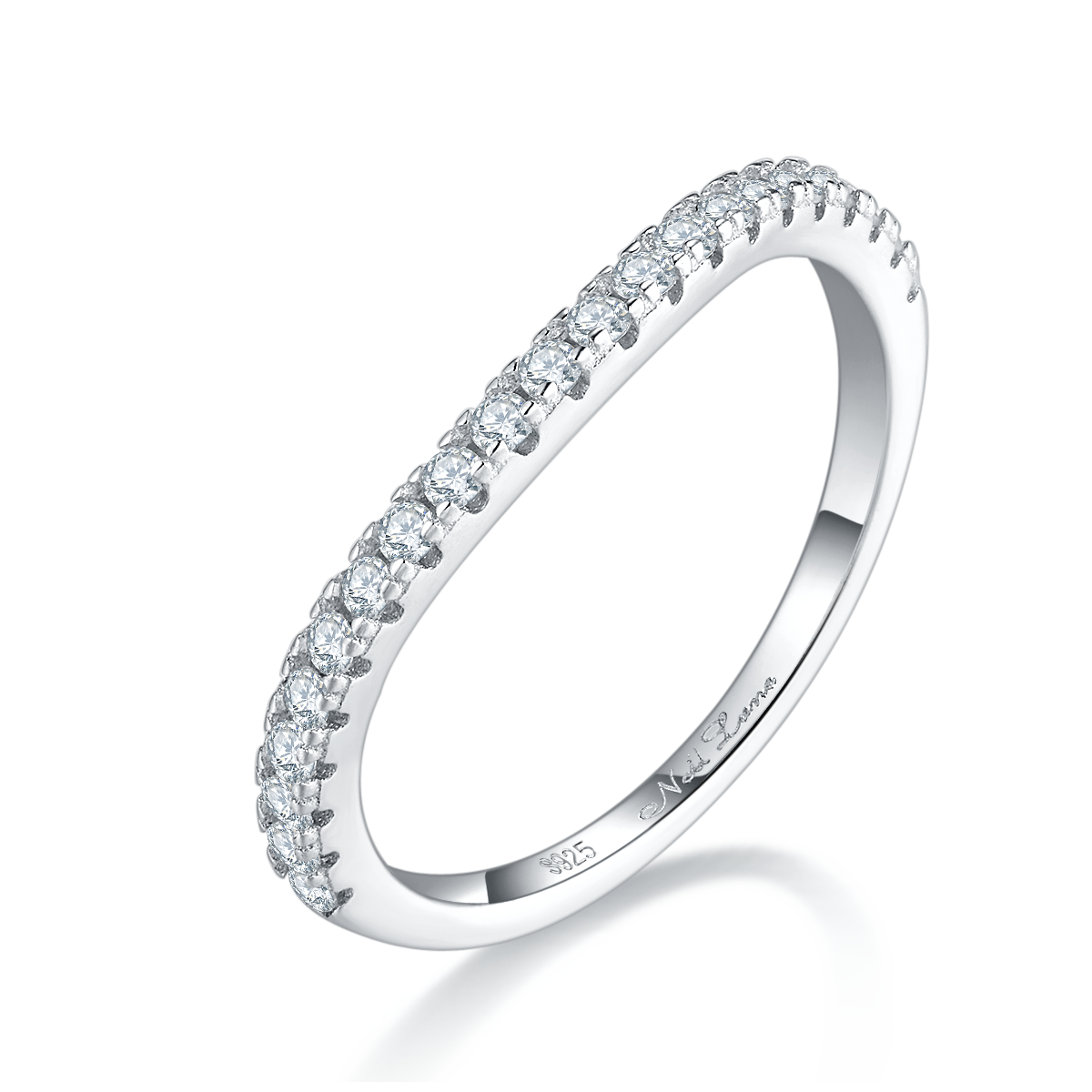 S925 Silver Plated Platinum Primary and Secondary Set Ring, Stacked Women's Ring, Customized Selection, Main Stone Moissanite Diamond 2.0ct/Secondary Stone High Carbon Diamond