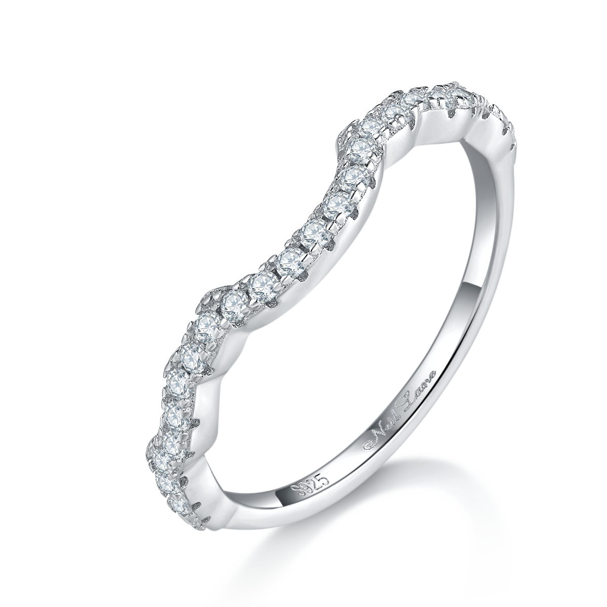 S925 Silver Plated Platinum Primary and Secondary Set Ring, Stacked Women's Ring, Customized Selection, Main Stone Moissanite Diamond 2.0ct/Secondary Stone High Carbon Diamond