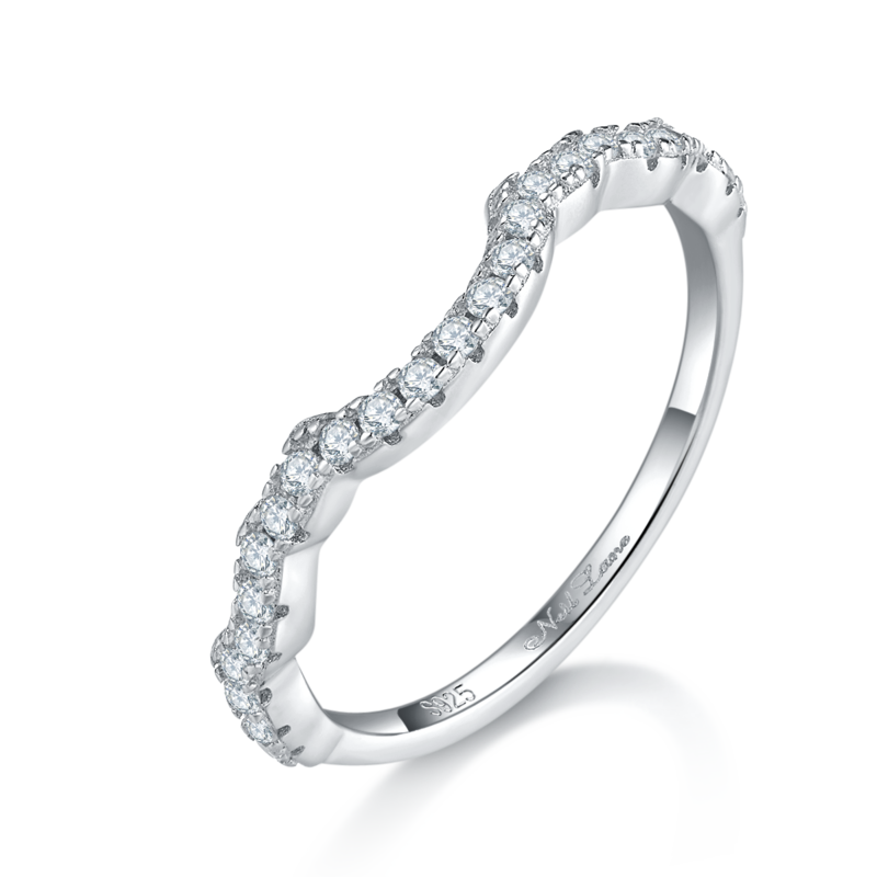 S925银镀白金主副套戒叠戴Women's Ring定制选款主石Moissanite2.0ct/副石高碳钻