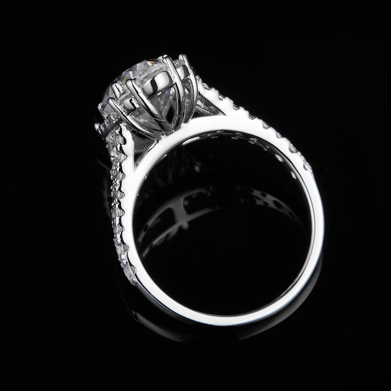 蛋形Women's RingS925银镀白金定制选款主石Moissanite4.5ct/副石高碳钻