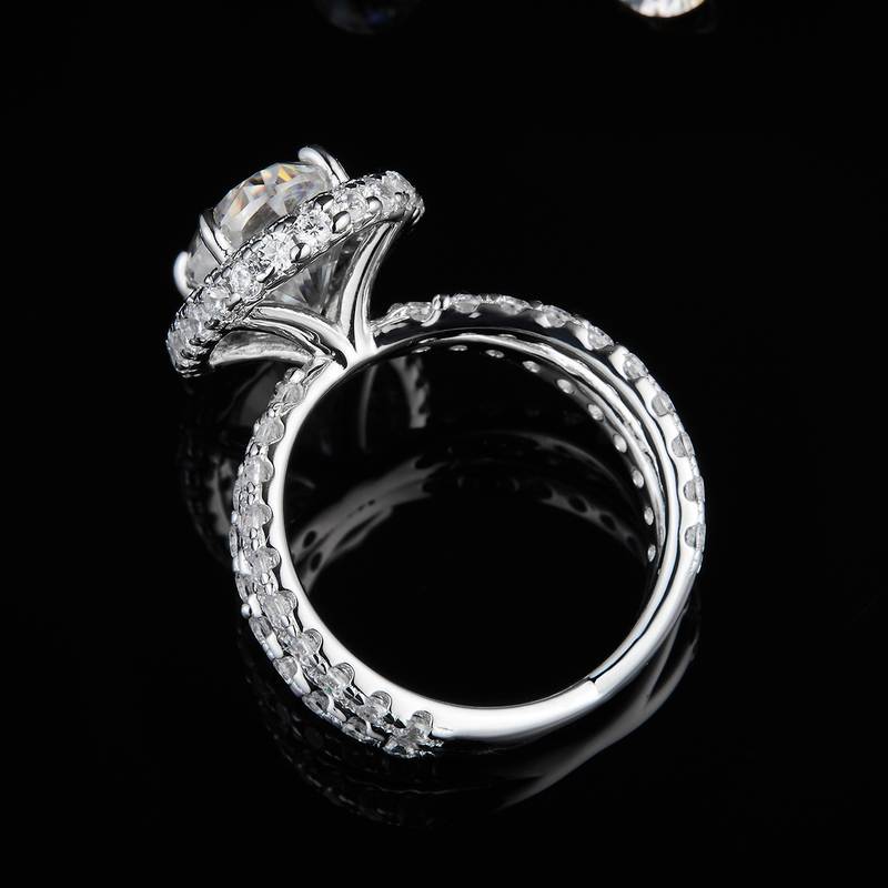 蛋形女戒S925银镀白金定制选款主石莫桑钻4.5ct/副石高碳钻