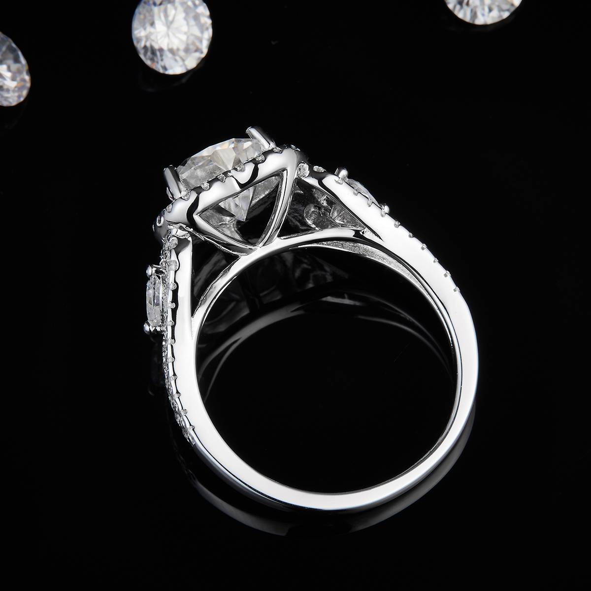 Heart shaped Women's Ring S925 Silver Plated Platinum Customized Selection Main Stone Moissanite Diamond 1.2ct/Secondary Stone High Carbon Diamond