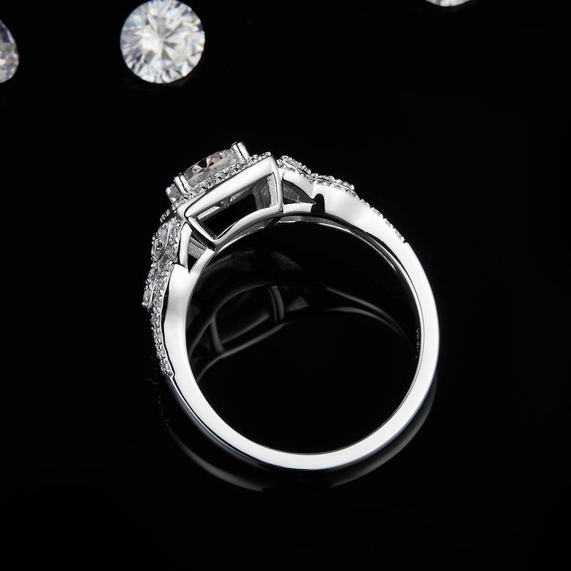 豪华满钻Women's RingS925银镀白金定制选款主石Moissanite1.0ct/副石高碳钻