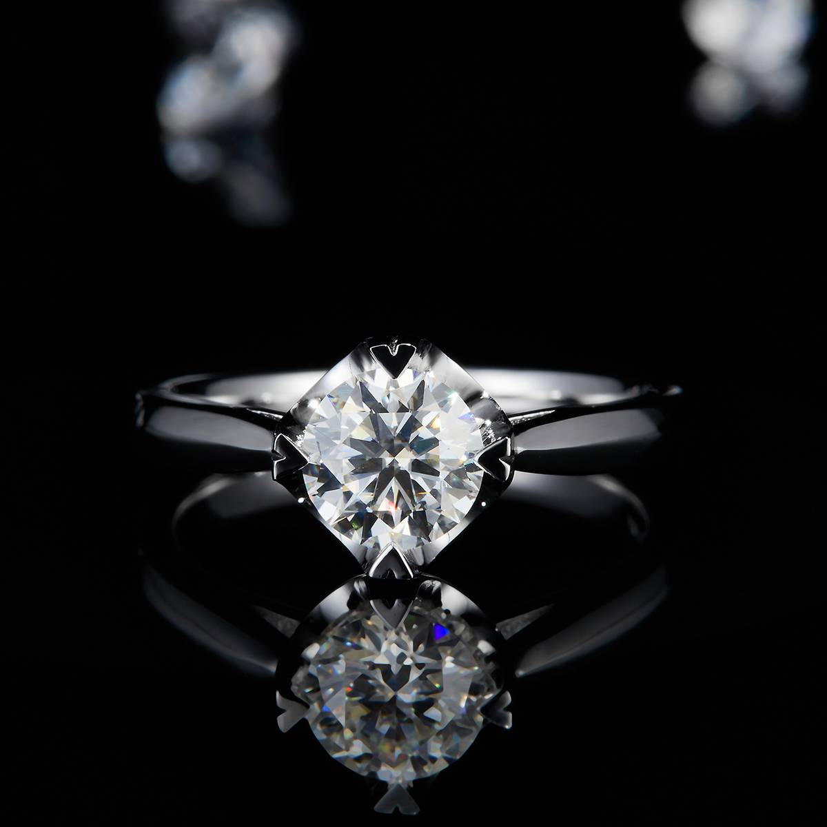 Love Four Claw Women's Ring S925 Silver Plated Platinum Customized Main Stone Moissanite  1.2ct