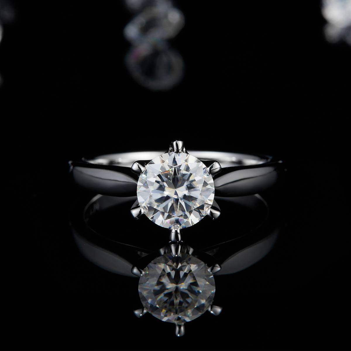 Six Claw Flower Bud Women's Ring S925 Silver Plated Platinum Customized Main Stone Moissanite  1.0ct