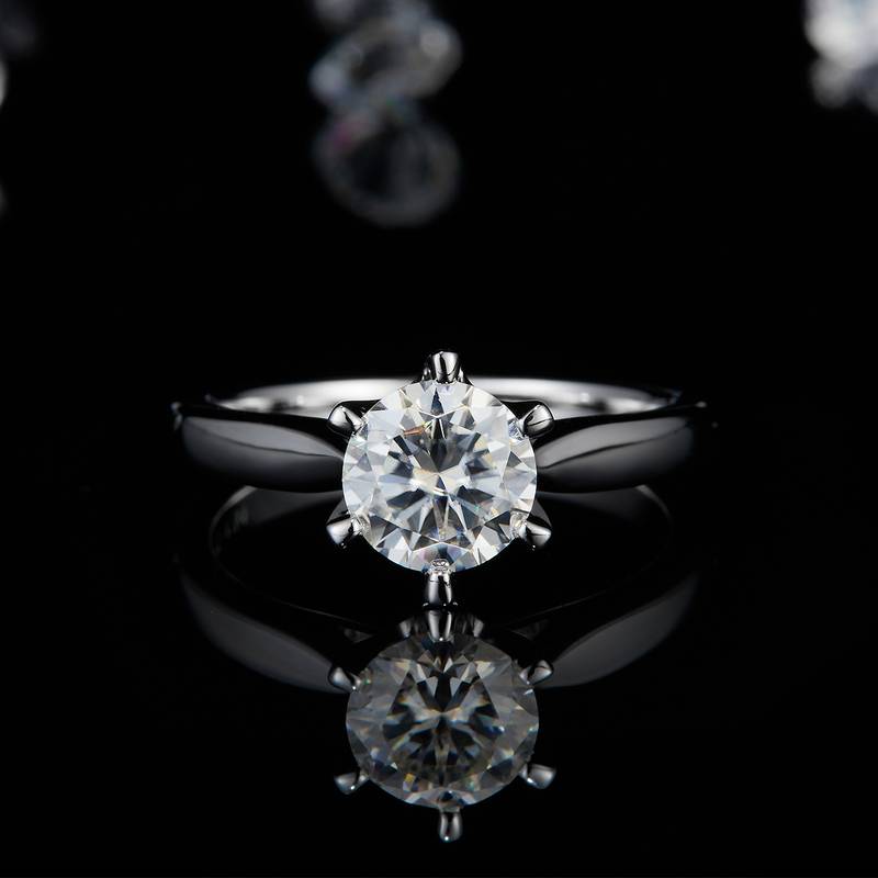 Six Claw Flower Bud Women's Ring S925 Silver Plated Platinum Customized Main Stone Moissanite Diamond 1.0ct