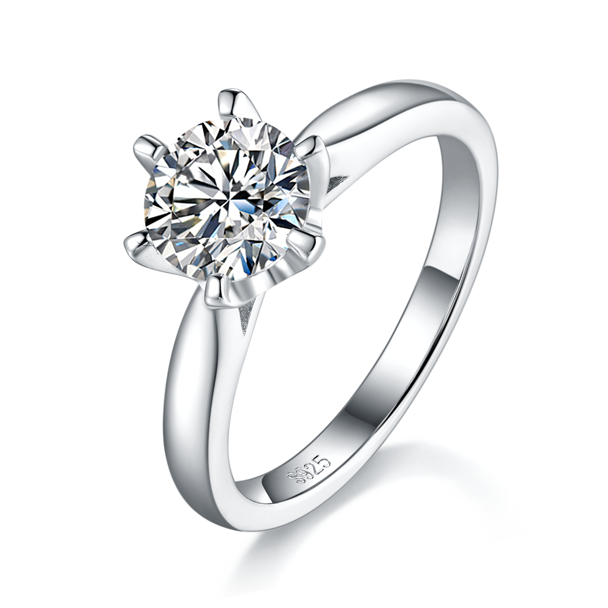 Six Claw Flower Bud Women's Ring S925 Silver Plated Platinum Customized Main Stone Moissanite  1.0ct