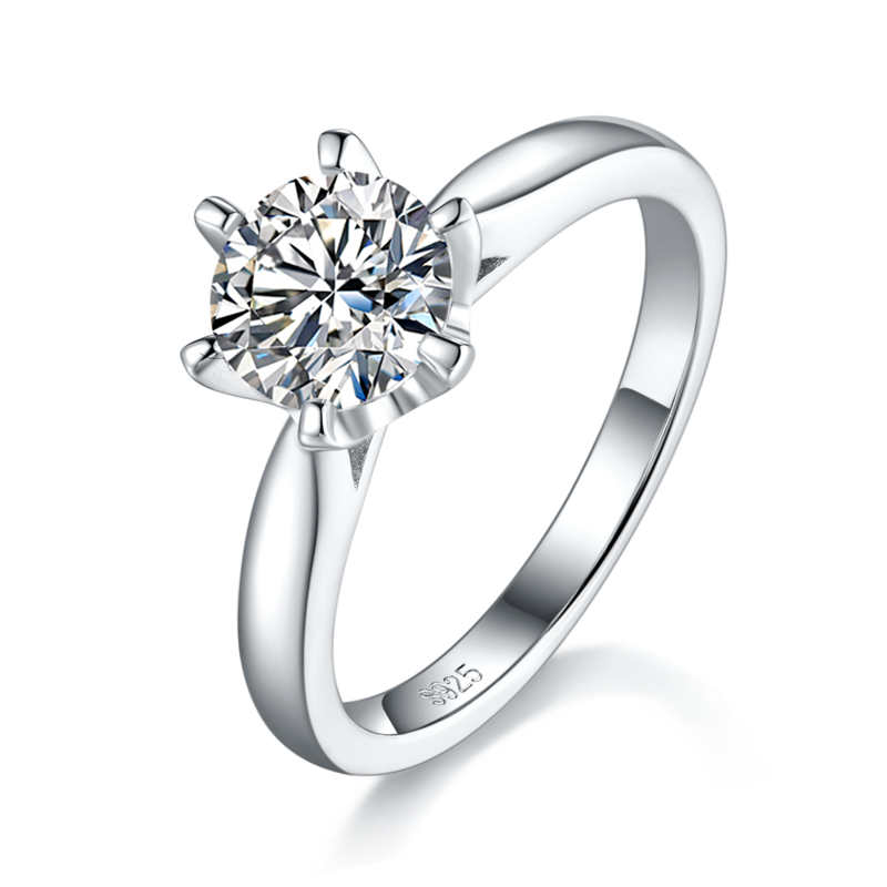 Six Claw Flower Bud Women's Ring S925 Silver Plated Platinum Customized Main Stone Moissanite Diamond 1.0ct