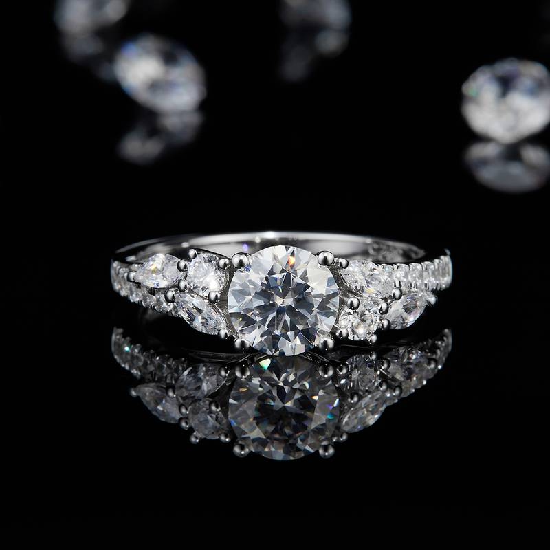 Affordable LuxuryWomen's RingS925银镀白金定制选款主石Moissanite1.0ct/副石高碳钻