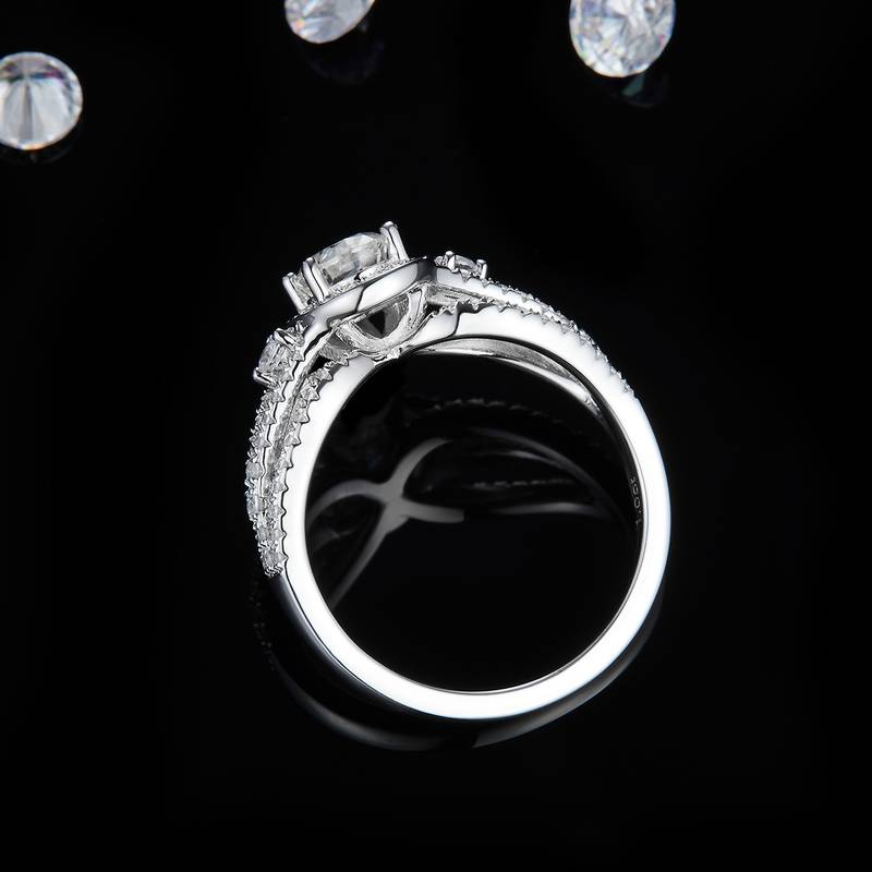 Affordable Luxury蛋形Women's RingS925银镀白金定制选款主石Moissanite1.0ct/副石高碳钻