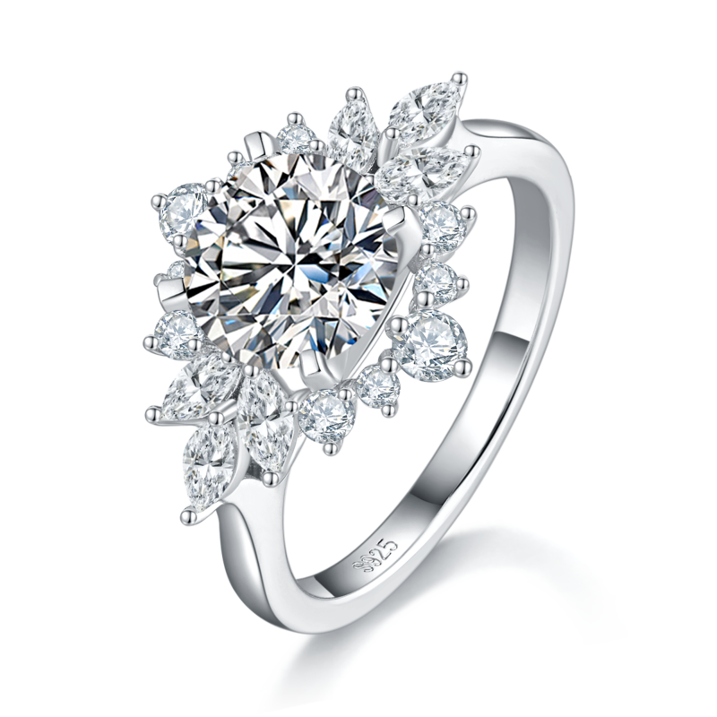 Affordable LuxuryWomen's RingS925银镀白金定制选款主石Moissanite2.0ct/副石高碳钻