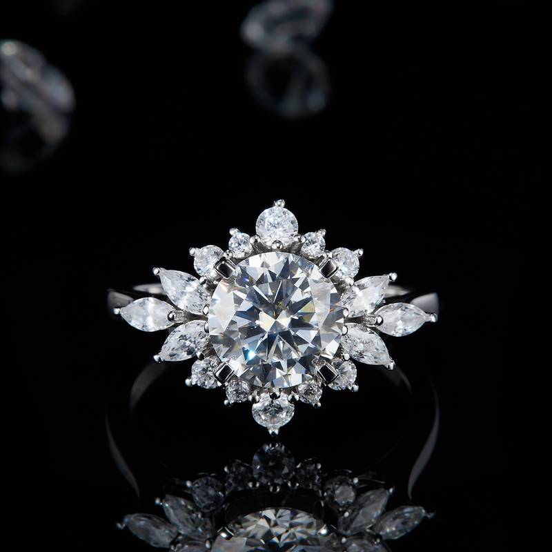 Affordable LuxuryWomen's RingS925银镀白金定制选款主石Moissanite2.0ct/副石高碳钻