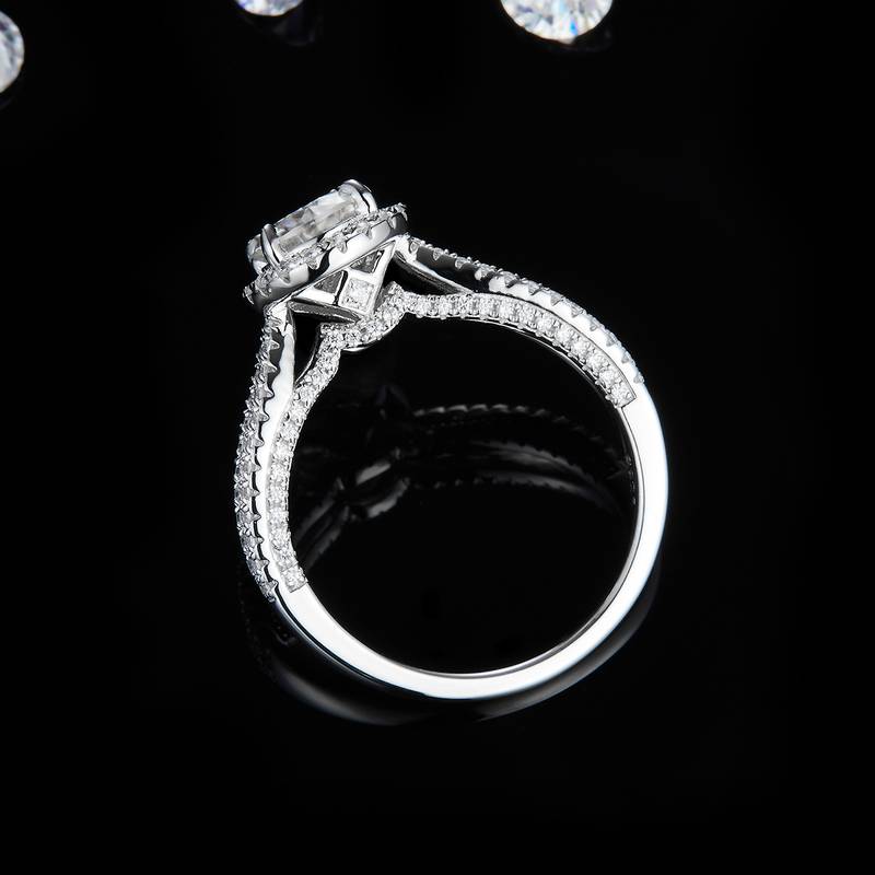 圆包Women's RingS925银镀白金定制选款主石Moissanite1.0ct/副石高碳钻