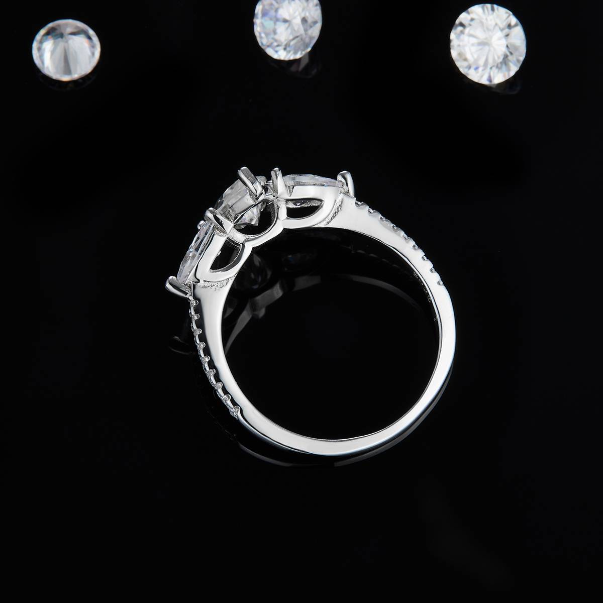 Horse Eye Women's Ring S925 Silver Plated Platinum Customized Selection Main Stone Moissanite Diamond 1.0ct/Secondary Stone High Carbon Diamond